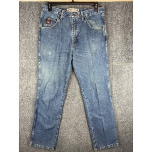 Wrangler PBR Jeans Mens 35x32 Blue Western Straight Cowboy Cut Denim Workwear